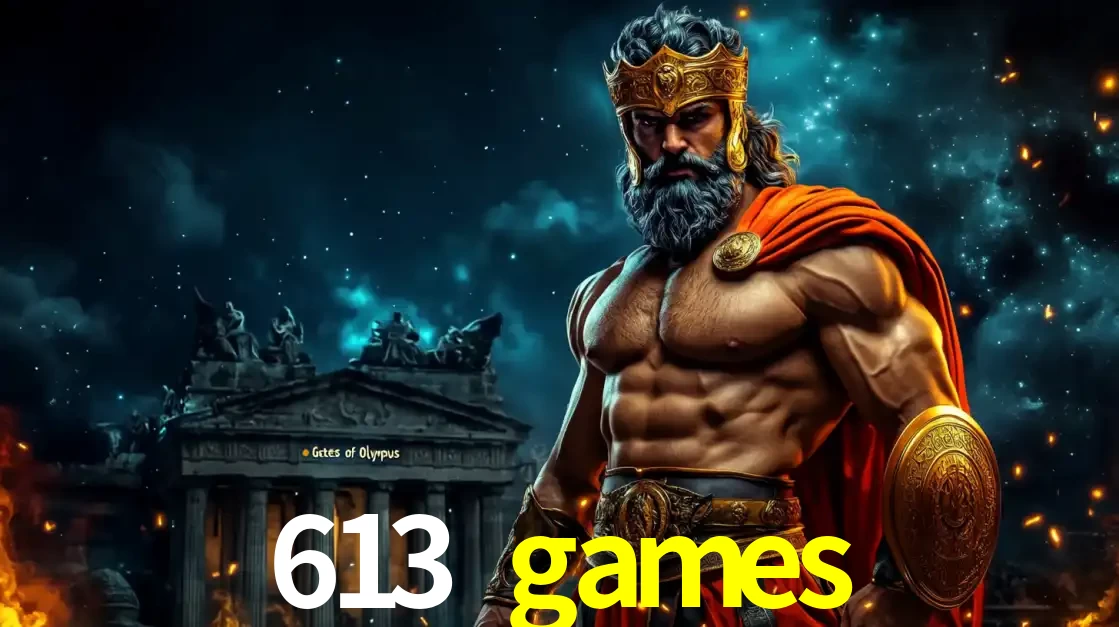 O poderoso Zeus do jogo de slot Gates of Olympus em frente ao seu templo, pronto para lançar multiplicadores divinos e prêmios épicos no cassino online 613 games.