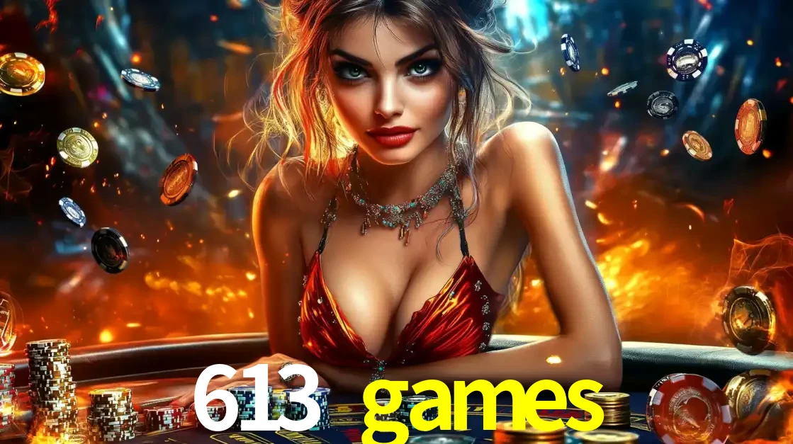 Mulher em uma mesa de cassino com pilhas de fichas e um fundo de fogo, pronta para uma rodada de altas apostas nos jogos de mesa emocionantes do cassino 613 games.