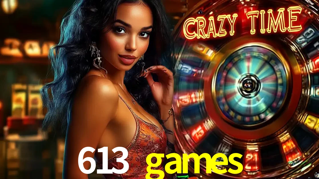 Mulher elegante ao lado da vibrante roda da fortuna do jogo de cassino ao vivo Crazy Time, um dos game shows mais populares e cheios de prêmios do 613 games.